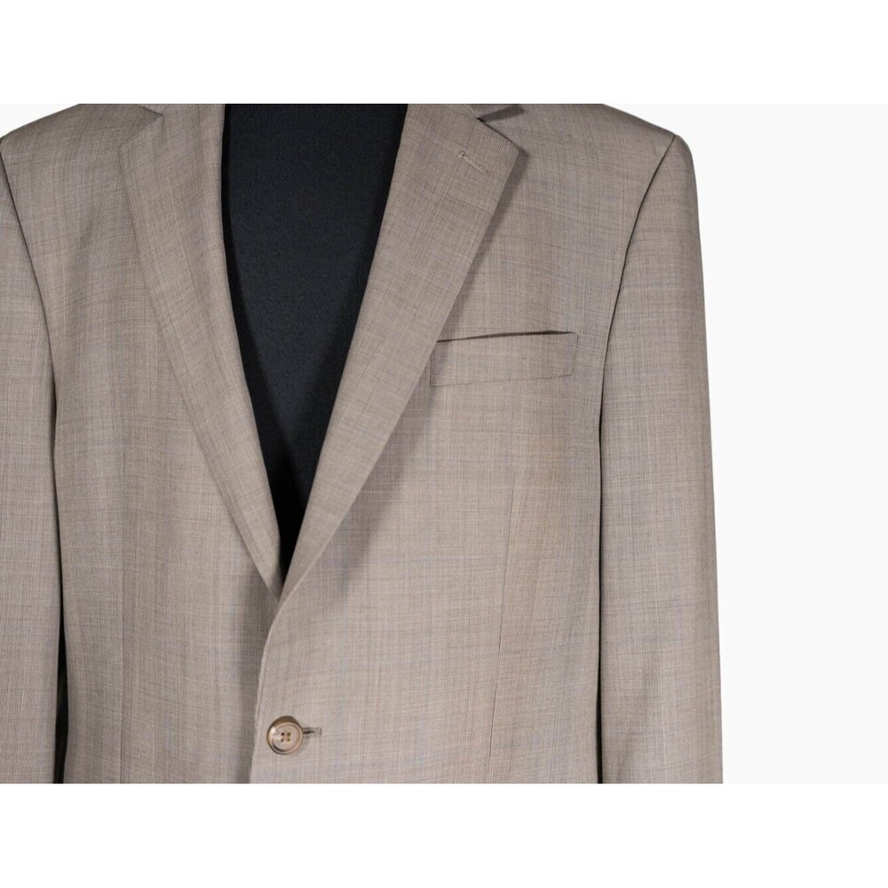 Ralph Lauren Mens Blazer Beige Plaid Wool 2 Button Lined Jacket Sport Coat 42L - Picture 6 of 9